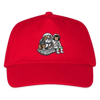 Astronaut Hund Bulldog Weltraumhumor - Kinder Basecap - Rot - Vorne