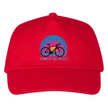Vibing On Two Wheels Synthwave Road Bike - Kids’ Baseball Cap - red - Front