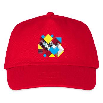 Geometrische Farbquadrat-Komposition - Kinder Basecap - Rot - Vorne