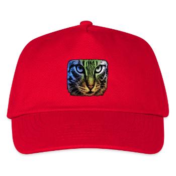 Regenbogenkatze Blick - Kinder Basecap - Rot - Vorne