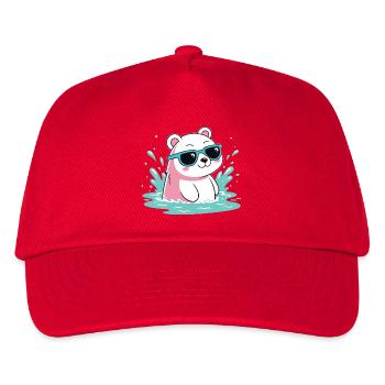 Aquatic Polar Bear in Cool Glasses - Kids’ Baseball Cap - red - Front