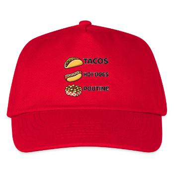 Tacos Hot Dogs Poutine - Kids’ Baseball Cap - red - Front