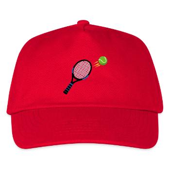 Tennisschläger trifft Tennisball - Kinder Basecap - Rot - Vorne