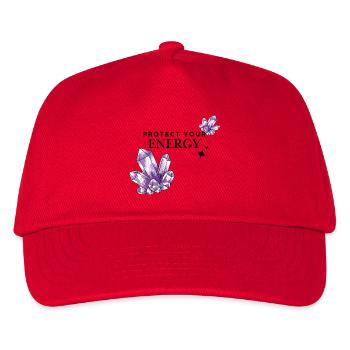 Violette Kristallcluster auf Schwarz - Kinder Basecap - Rot - Vorne