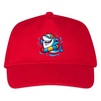 Cooler Badehai - Kinder Basecap - Rot - Vorne