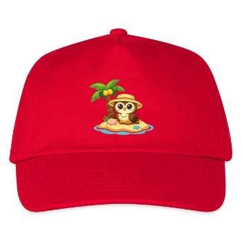 Owl in Island Paradise with Straw Hat - Kids’ Baseball Cap - red - Front