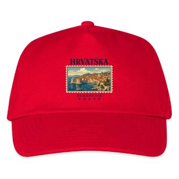 Kroatien Dubrovnik Vintage Reisemarke - Kinder Basecap - Rot - Vorne