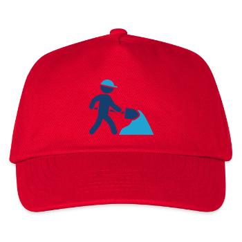 Bauarbeiter-Linien-Symbol Grab-Vektor-Symbo - Kinder Basecap - Rot - Vorne