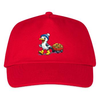 Möwe mit Bollerwagen - Kinder Basecap - Rot - Vorne
