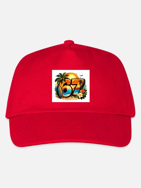 67 Tropischer Sonnenuntergang Surf - Kinder Basecap - Rot