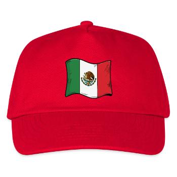 Mexiko Flaggen Cartoon-Illustration - Kinder Basecap - Rot - Vorne