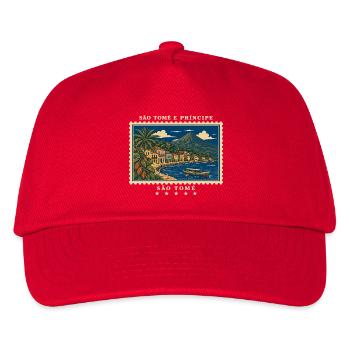 São Tomé und Príncipe São Tomé Vintage Reisemarke - Kinder Basecap - Rot - Vorne