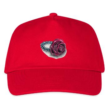 Rosenherz mit Perlen - Kinder Basecap - Rot - Vorne
