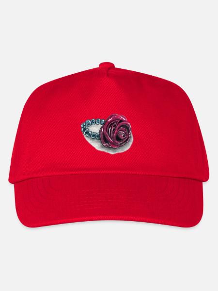 Rosenherz mit Perlen - Kinder Basecap - Rot