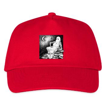 Ghost over books in the moonlight - Kids’ Baseball Cap - red - Front