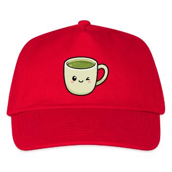 Kawaii Winking Matcha Green Tea Cup - Kids’ Baseball Cap - red - Front