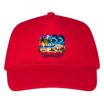 Beach Life: Sunset & Camper - Kids’ Baseball Cap - red - Front