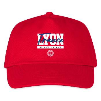Lyon Frankreich Koordinaten Reise Souvenir - Kinder Basecap - Rot - Vorne