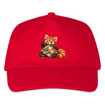 Roter Panda quiltet von Hand - Kinder Basecap - Rot - Vorne