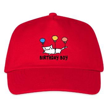 Runder Geburtstag Geschenk Katze mit Ballons - Kinder Basecap - Rot - Vorne
