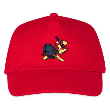 Schildkröte mit Taucherbrille und Schnorchel - Kinder Basecap - Rot - Vorne