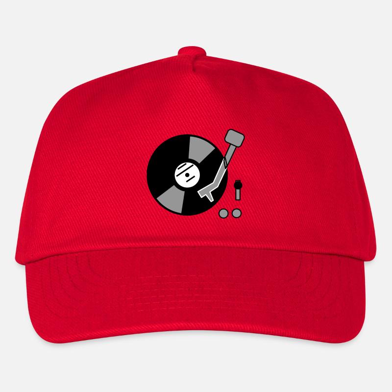 DJ Turntable Geschenkidee Vinyl Schallplatte Musik - Kinder Basecap - Rot