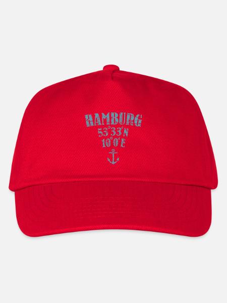 Hamburg Koordinaten - Kinder Basecap - Rot