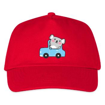 Koala in einem winzigen blauen Auto - Kinder Basecap - Rot - Vorne