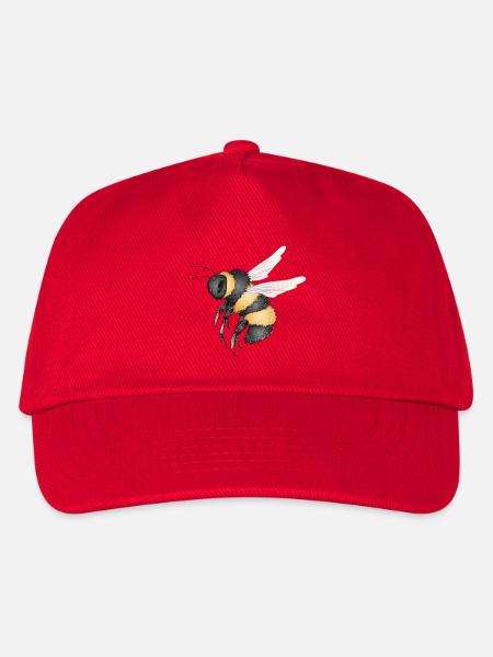 detaillierte Zeichnung einer fliegenden Hummel - Kinder Basecap - Rot