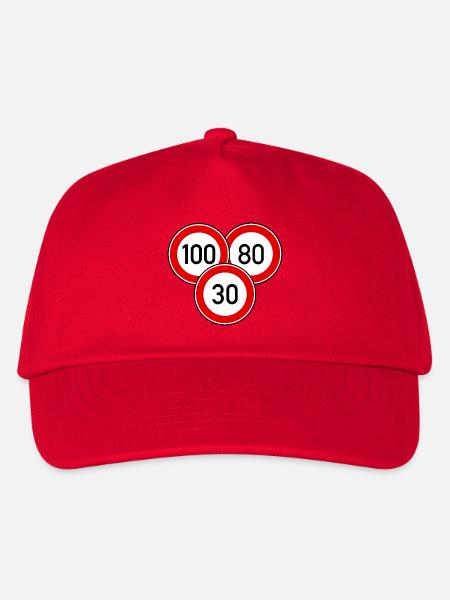 Tempolimit 100 - 80 - 30 - Kinder Basecap - Rot
