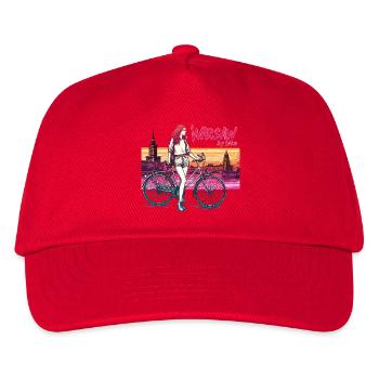 Warschau Fahrrad Mädchen Illustration - Kinder Basecap - Rot - Vorne