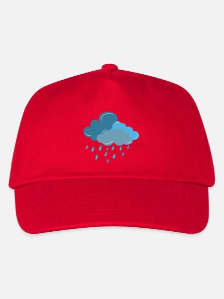 Wolke, Regen, Gewitter - Kinder Basecap - Rot