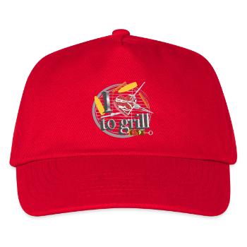 Ein Grill mit Mais,Würstchen & Fleisch in Herzform - Kinder Basecap - Rot - Vorne