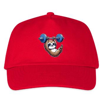 Sloth Dumbbell Pull-Up Workout Funny - Kids’ Baseball Cap - red - Front