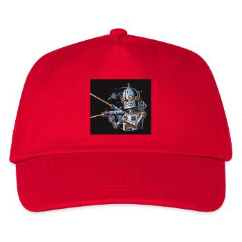 Retro Sci-Fi Robot with Laser Weapon - Kids’ Baseball Cap - red - Front
