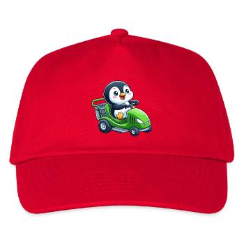 Süßer Pinguin Rasenmäher Gartenbau  - Kinder Basecap - Rot - Vorne
