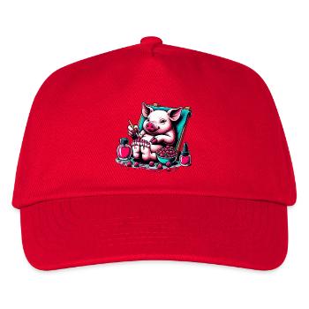 Piggy Pediküre mit Beerenrotlack - Kinder Basecap - Rot - Vorne