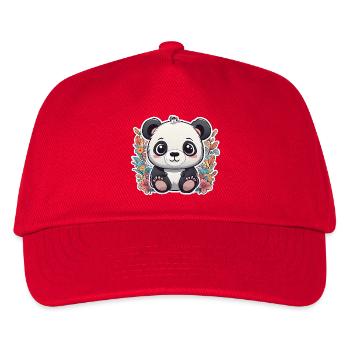 Panda Bär Junges Kind im niedlichen Brausestil - Kinder Basecap - Rot - Vorne