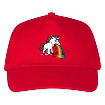 Kotzendes Einhorn – Lustiges Regenbogen Design - Kinder Basecap - Rot - Vorne