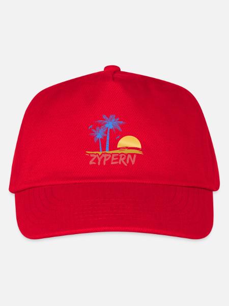 Tropische Palmen Sonnenuntergang von Zypern - Kinder Basecap - Rot