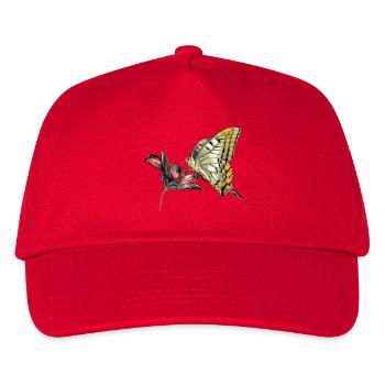 Schmetterling an Blüte - Kinder Basecap - Rot - Vorne