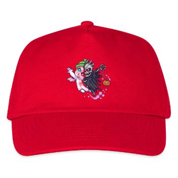 Kawaii & Horror Split Design Pixel Art - Kinder Basecap - Rot - Vorne
