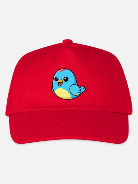 Fröhlicher Blauer Vogel Cartoon - Kinder Basecap - Rot