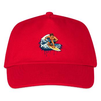 Dynamic graffiti illustration of a surfer - Kids’ Baseball Cap - red - Front