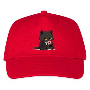 Suit cat with donut - Kids’ Baseball Cap - red - Front