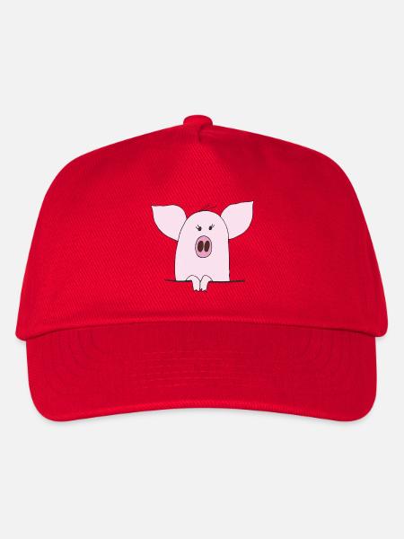 Kuscheliges Pinkes Schwein Cartoon - Kinder Basecap - Rot