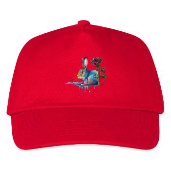 bunter Hase mit Klee - Kinder Basecap - Rot - Vorne