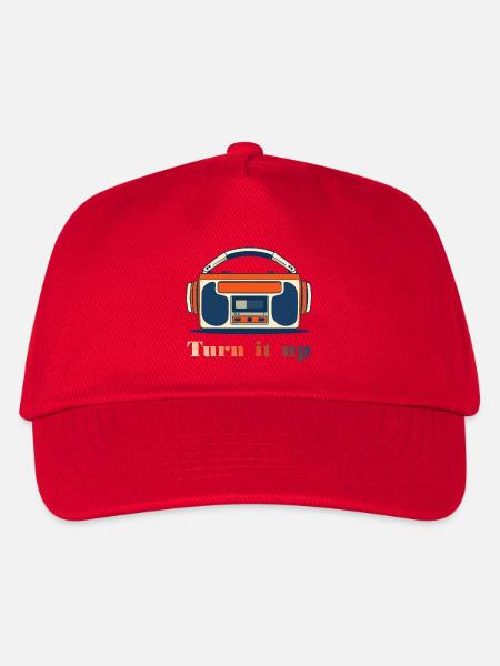 Turn It Up Vintage-Radio - Kinder Basecap - Rot