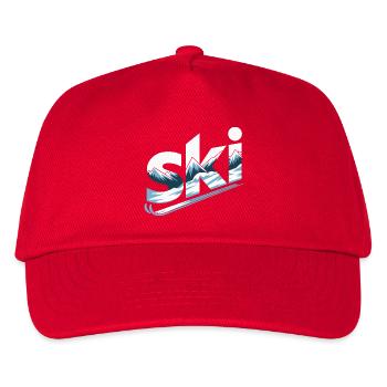 Ski Bergpanorama Typo Design - Kinder Basecap - Rot - Vorne