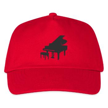 Pianosilhouette – Stille Klavierkunst - Kinder Basecap - Rot - Vorne